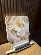 Takalluf Gold Pearl melamine chakla belan set, roti board and rolling pin