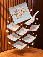 Takalluf Sakura Blossom cake serving set pieces laid out